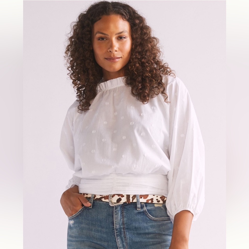 NWT Anthropologie Maeve Polka Dot Puffed-Sleeve Blouse 14 - Picture 11 of 15